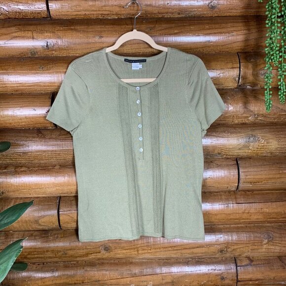 Peruvian Connection Tops - Peruvian Connections Women's L Green 100% Pima Cotton Top